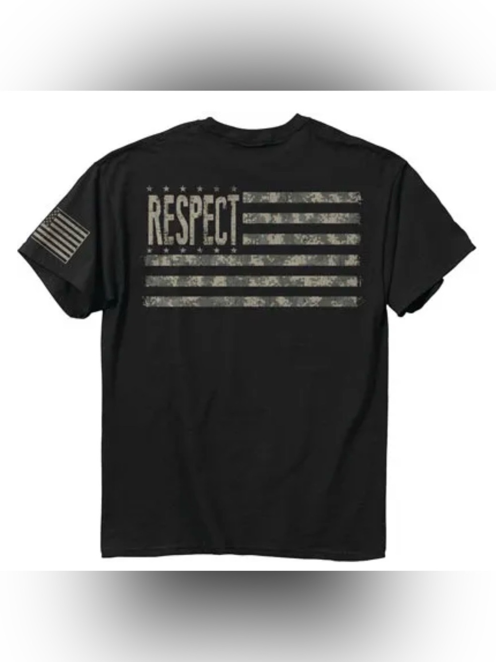 Buck Wear Respect Camo American Flag T-Shirt Men’s Medium Black Hunting Patrioti